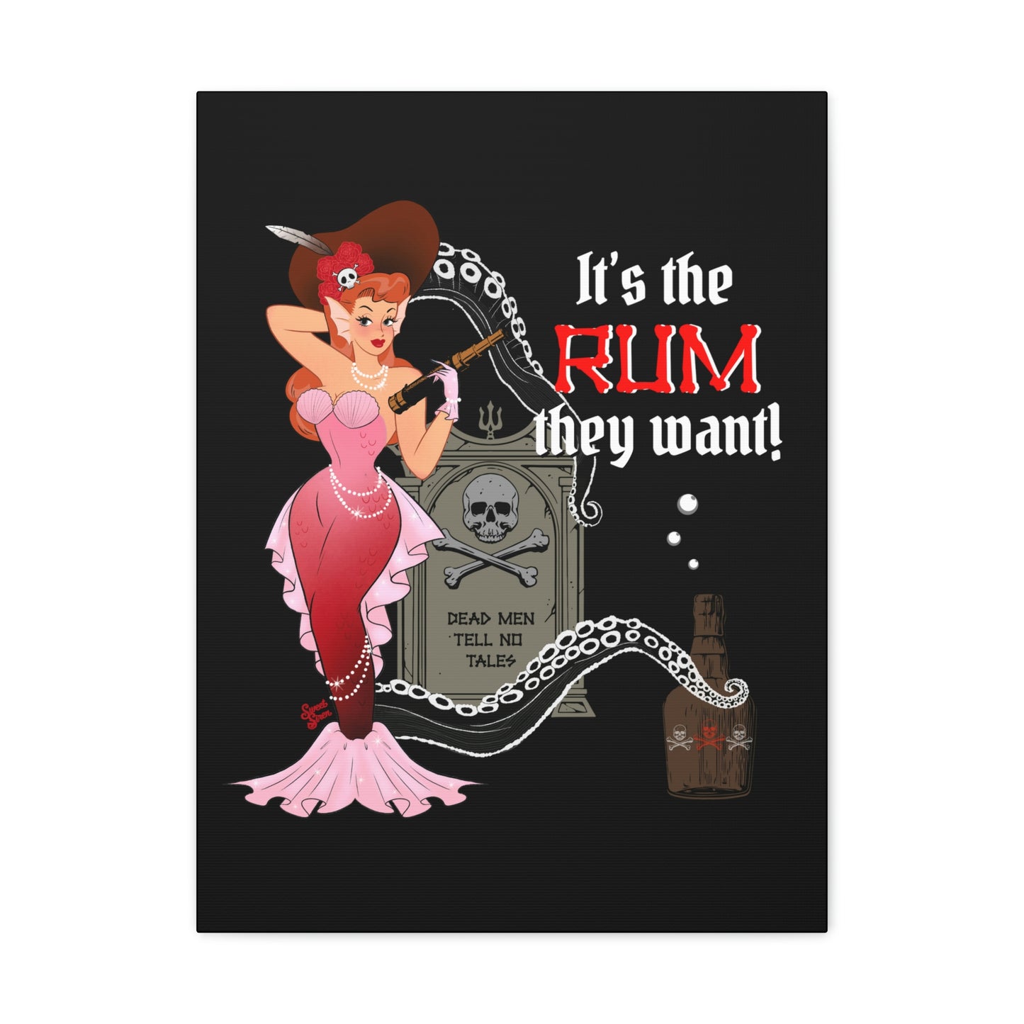 Red Headed Pirate Mermaid - Canvas Print