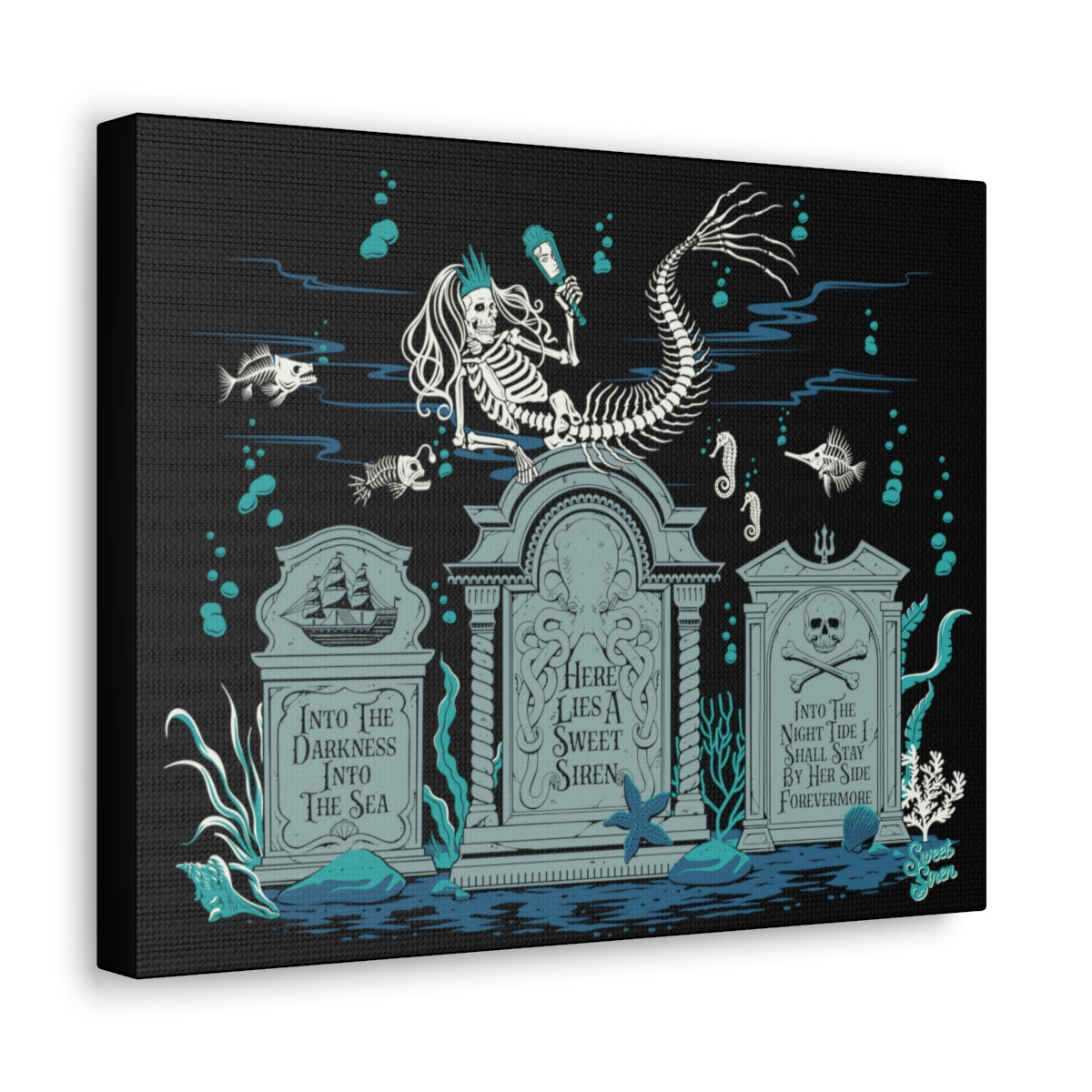 Skeleton Mermaid Graveyard - Canvas Print