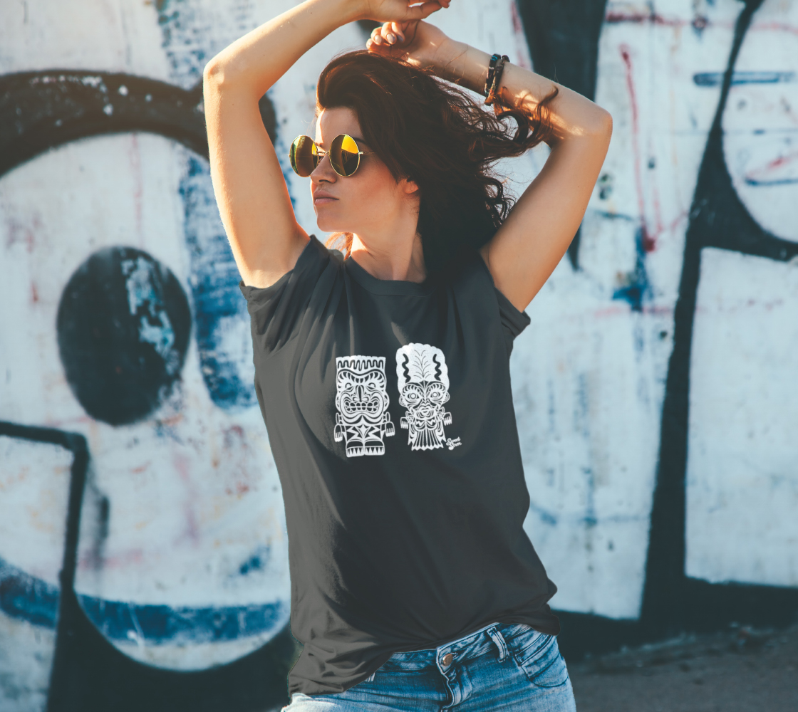 Franky & Bride Tiki Monsters - White Ink - Unisex tee