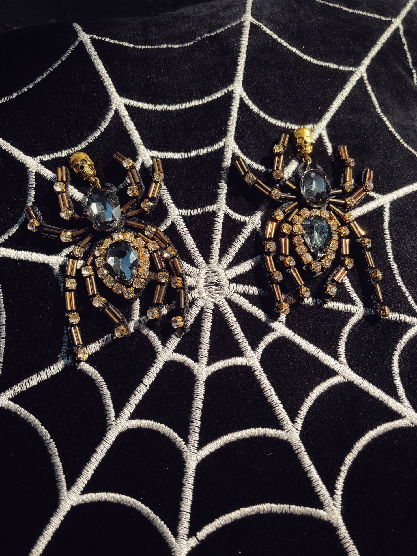 Rhinestone Spider Earrings