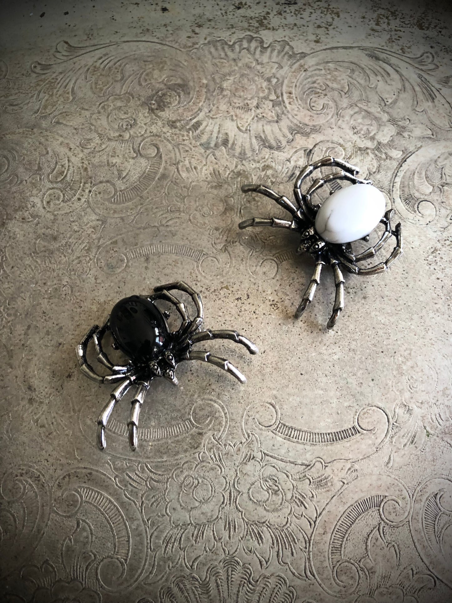 Black Agate Spider Brooch
