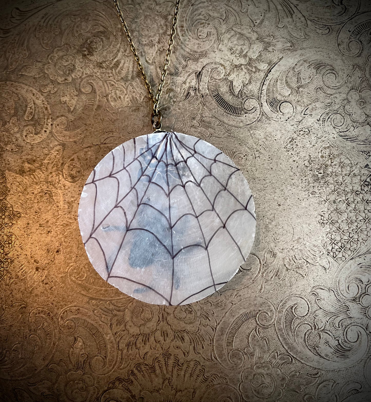 Spider & Web Shell Necklace