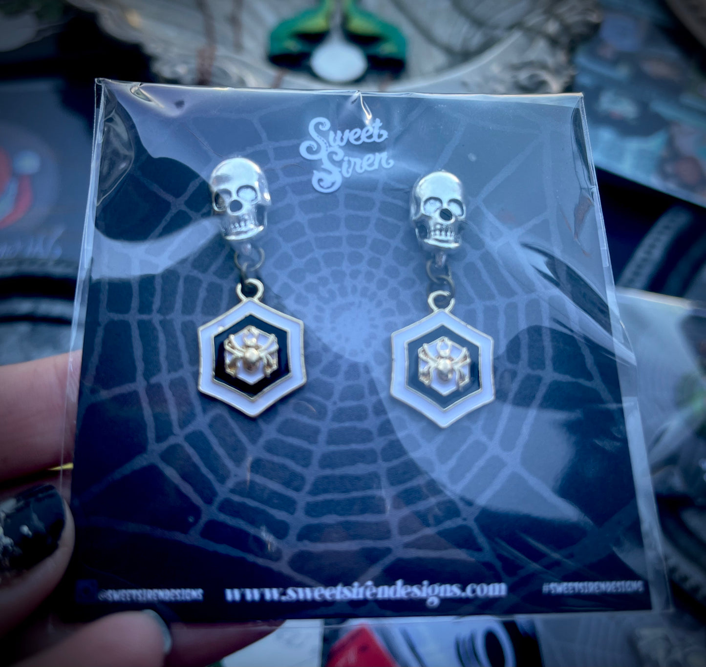 Skull and Spider Art Deco earrings