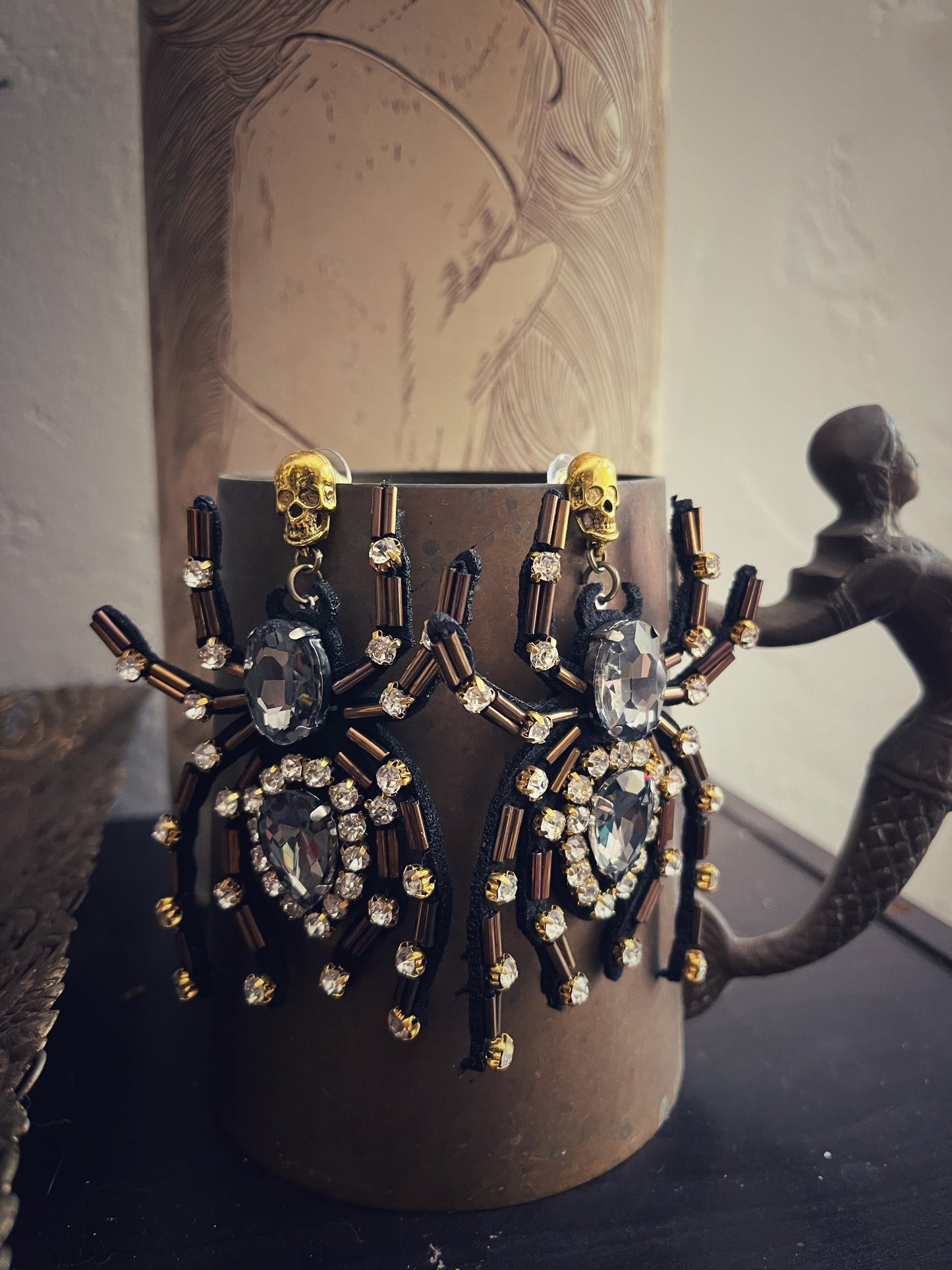 Rhinestone Spider Earrings