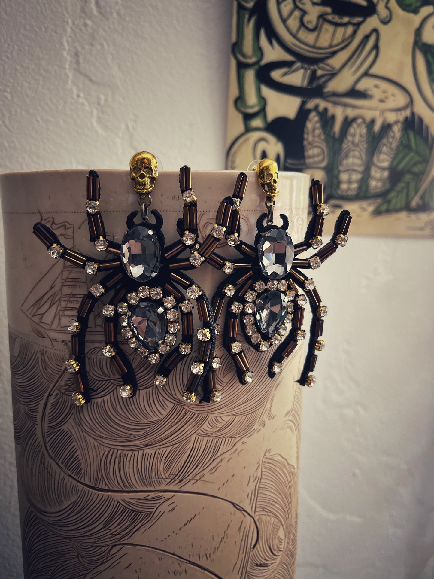 Rhinestone Spider Earrings