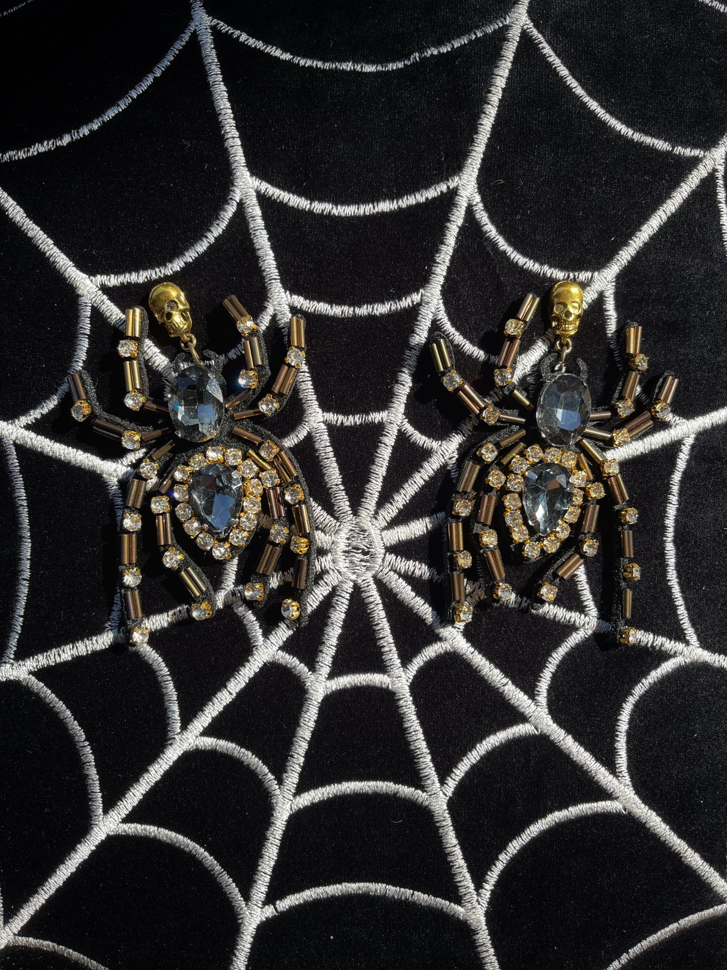 Rhinestone Spider Earrings