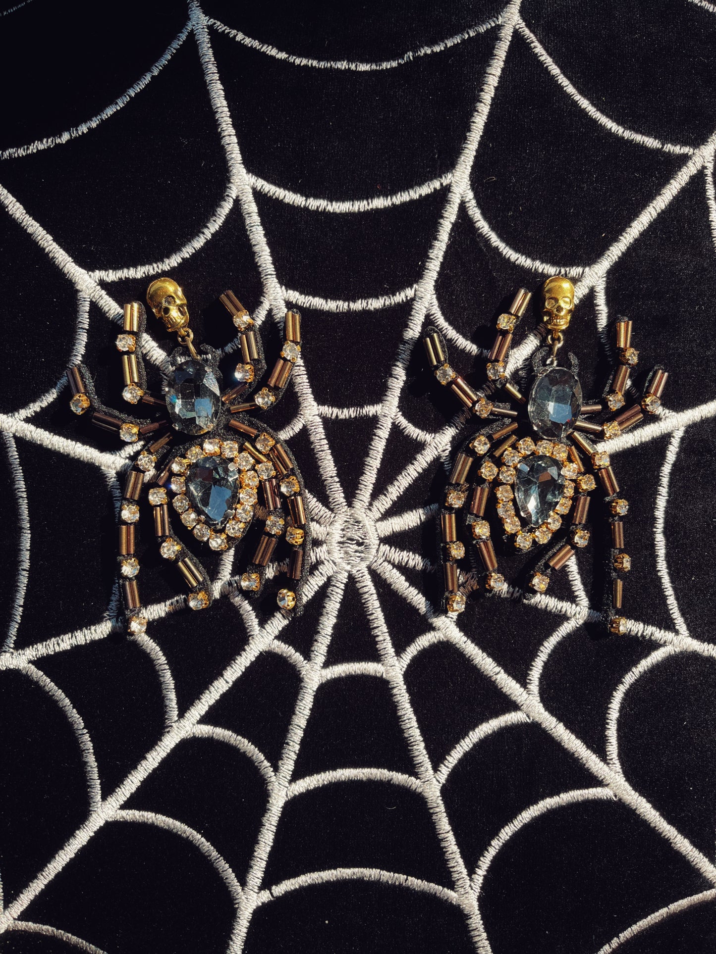Rhinestone Spider Earrings