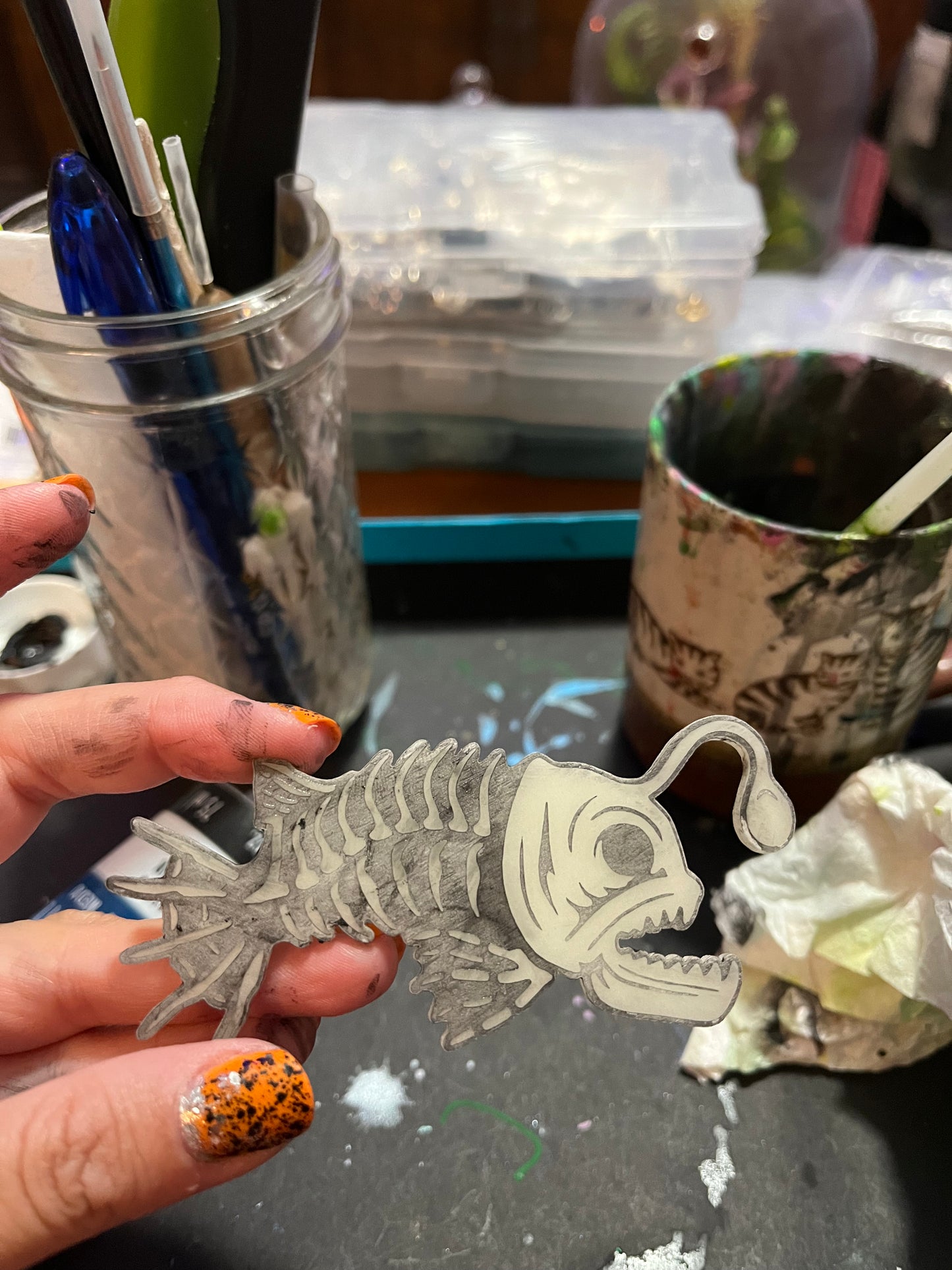 Skeleton Angler Fish Glow-in-the-Dark - Necklace