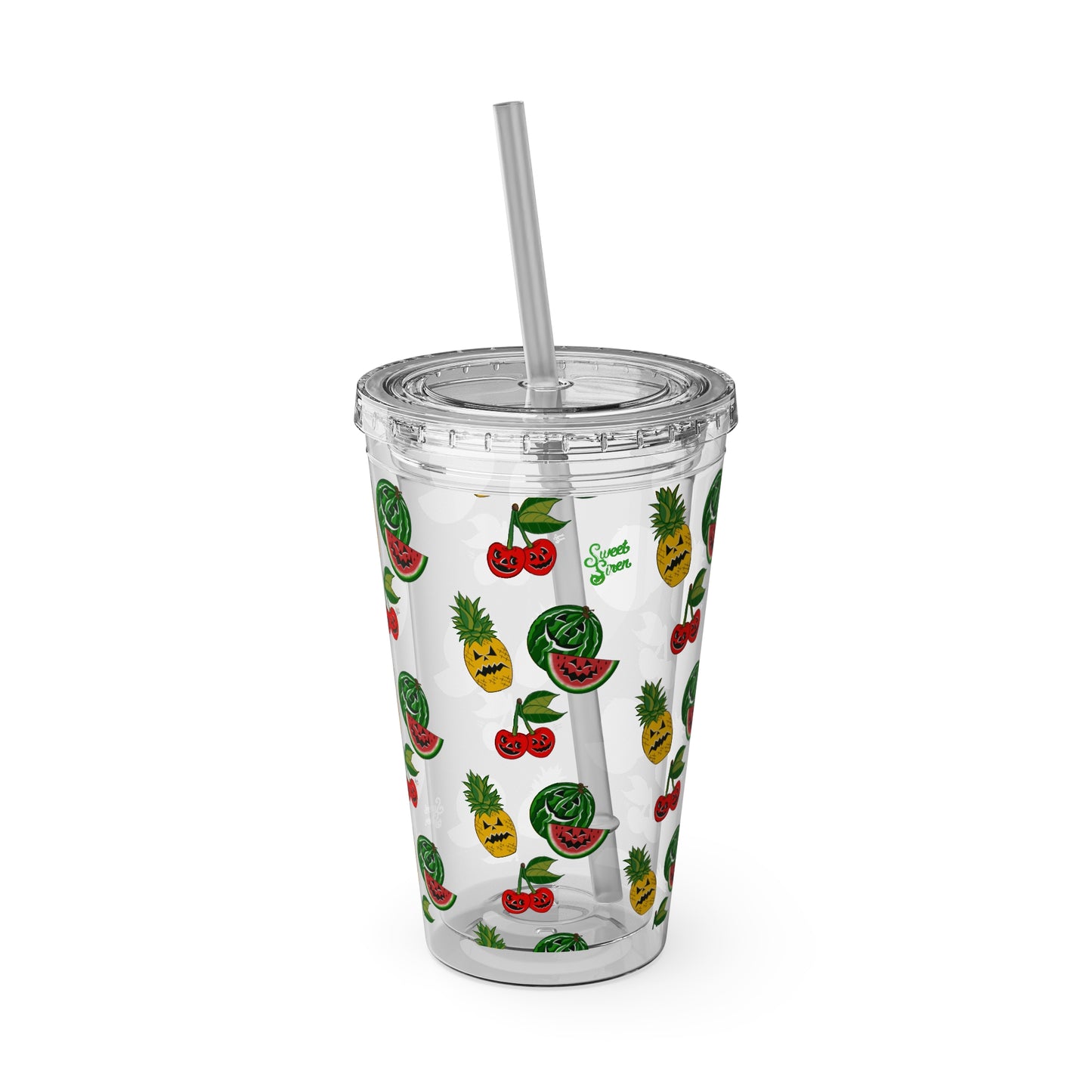 SummerWeen All Over Print Clear - Sunsplash Tumbler with Straw, 16oz