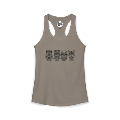 Tiki Monsters  - Front Back -  Women's Racerback Tank