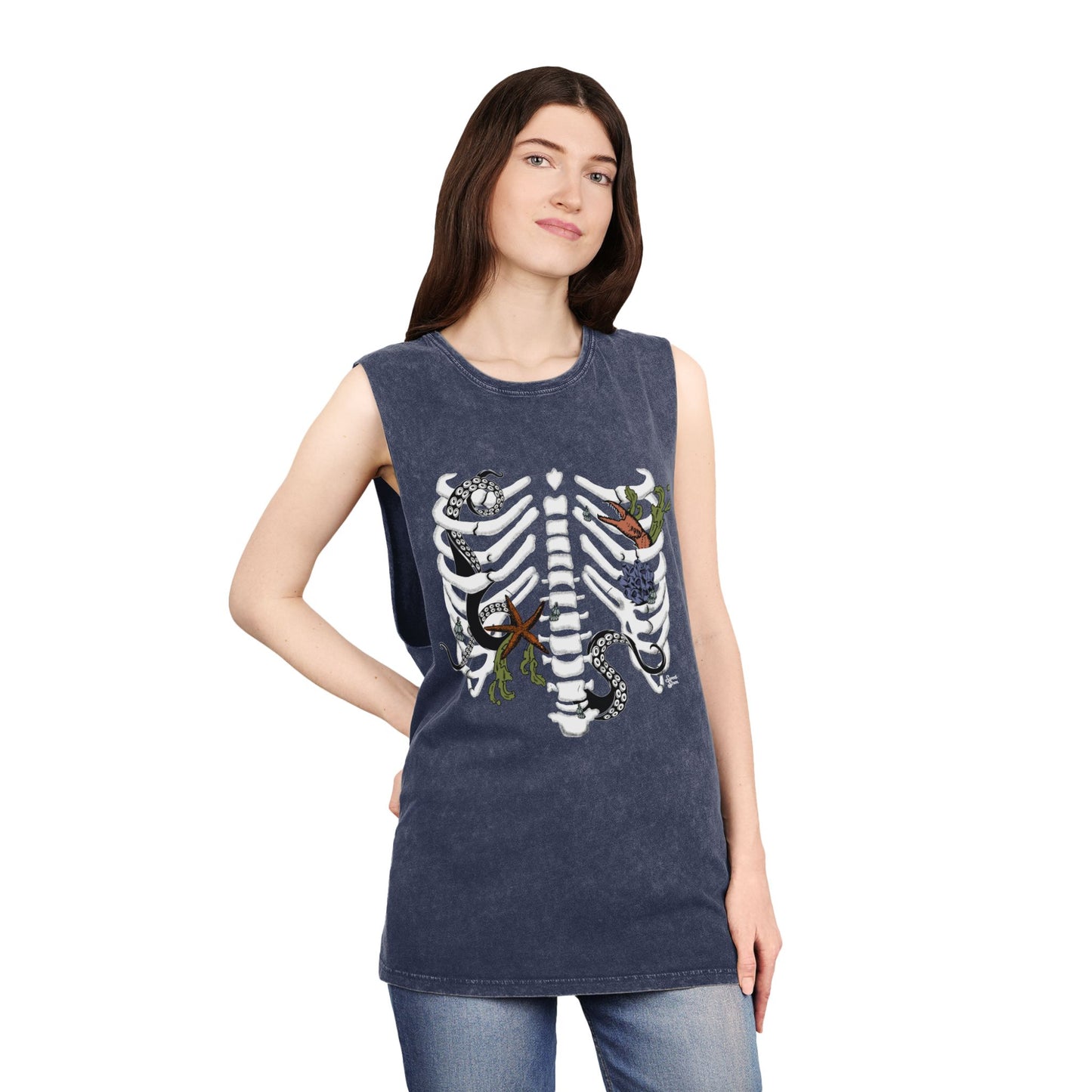 Pirate Ribcage - Unisex Stonewash Tank Top