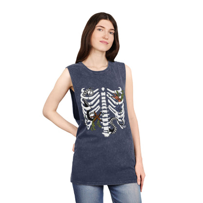Pirate Ribcage - Unisex Stonewash Tank Top