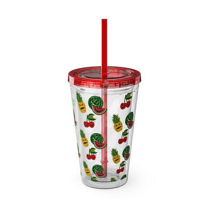 SummerWeen All Over Print Clear - Sunsplash Tumbler with Straw, 16oz