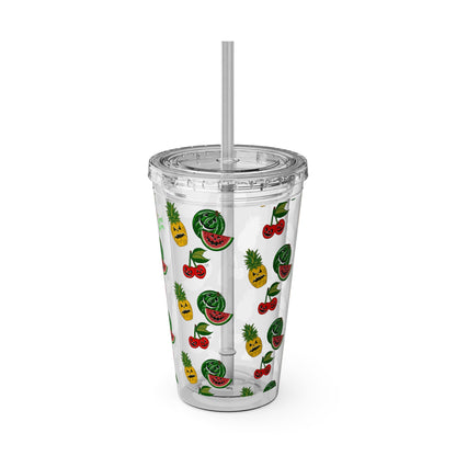 SummerWeen All Over Print Clear - Sunsplash Tumbler with Straw, 16oz