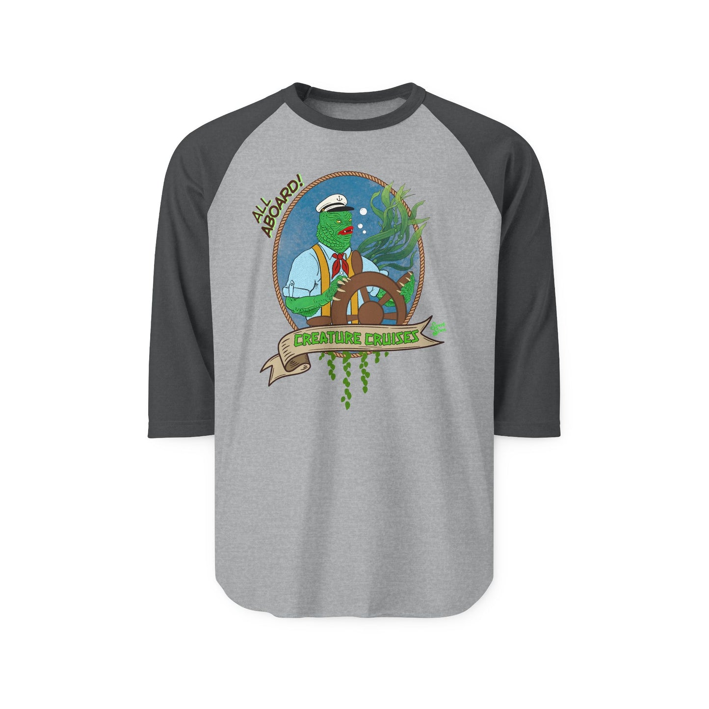 All Aboard! Creature Cruises - Unisex Three - Quarter Sleeve Raglan Shirt