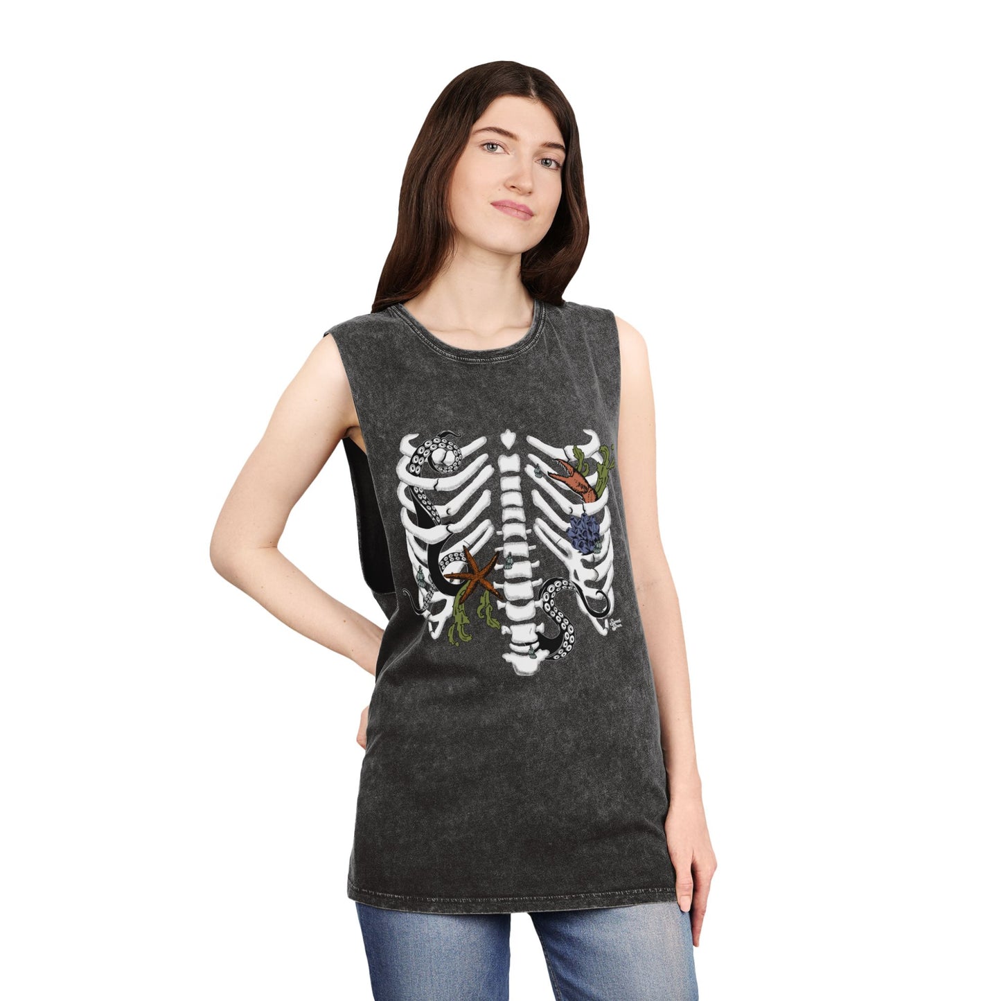 Pirate Ribcage - Unisex Stonewash Tank Top