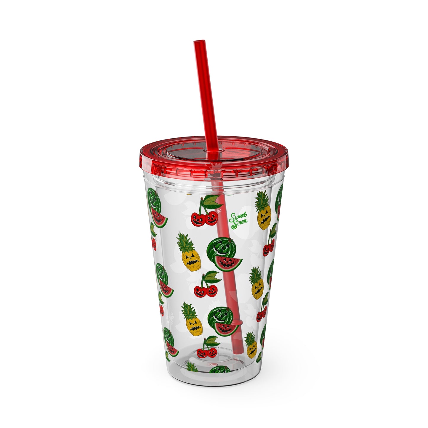 SummerWeen All Over Print Clear - Sunsplash Tumbler with Straw, 16oz