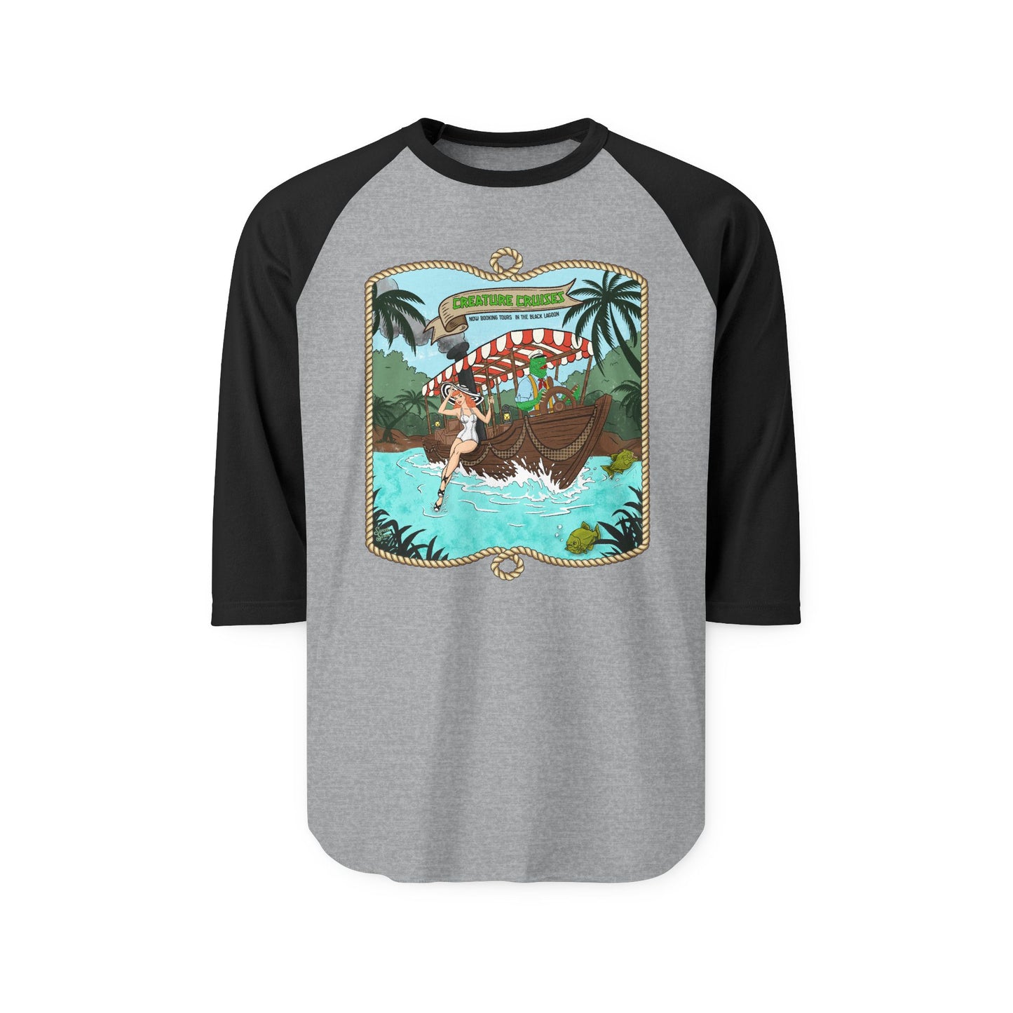 Creature Cruises - Unisex Three-Quarter Sleeve Raglan Shirt
