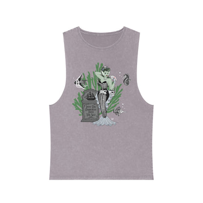 Skeleton Mermaid - Unisex Stonewash Tank Top