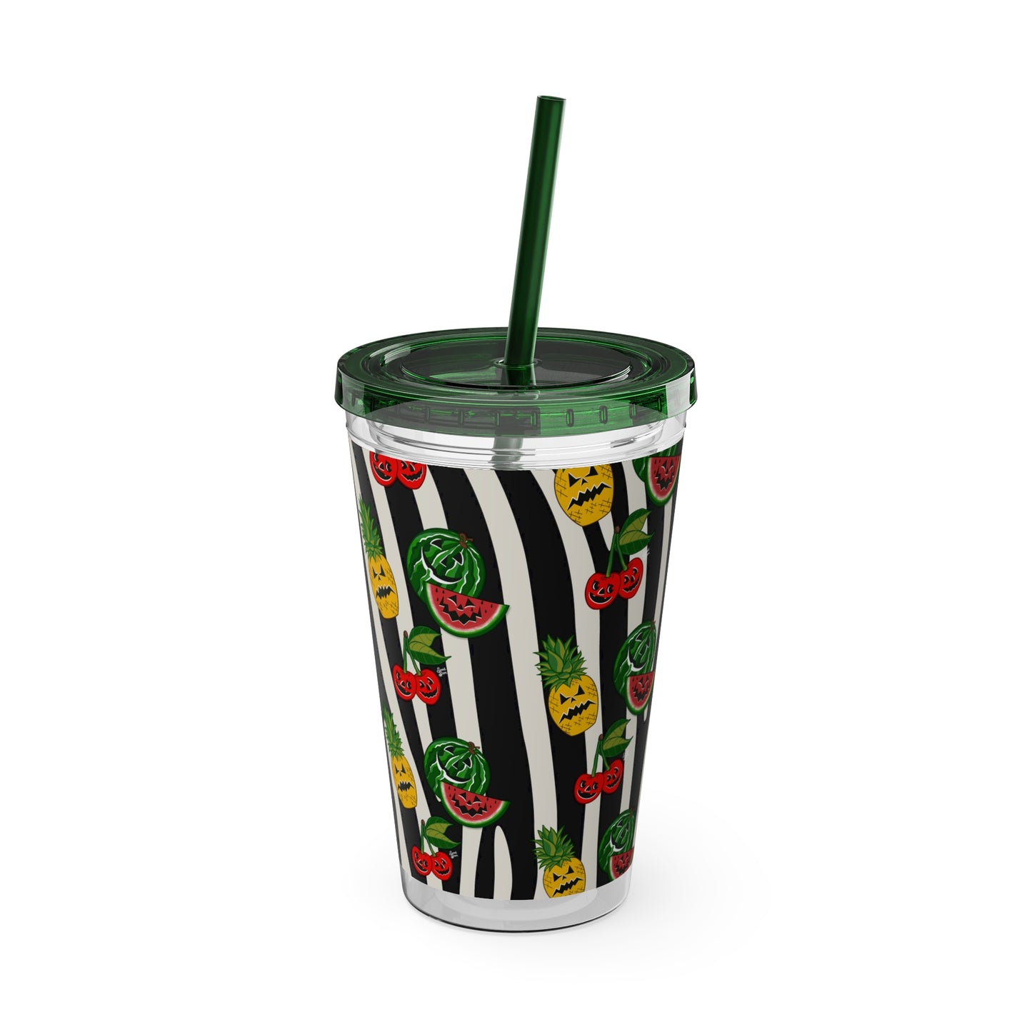 SummerWeen Stripe - Sunsplash Tumbler with Straw, 16oz