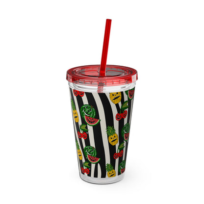 SummerWeen Stripe - Sunsplash Tumbler with Straw, 16oz