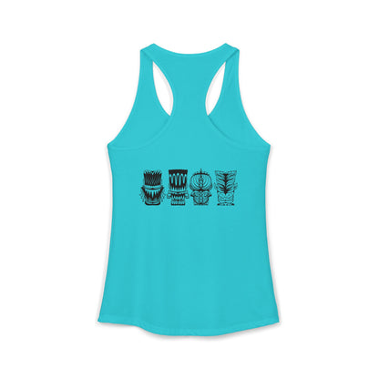 Tiki Monsters  - Front Back -  Women's Racerback Tank