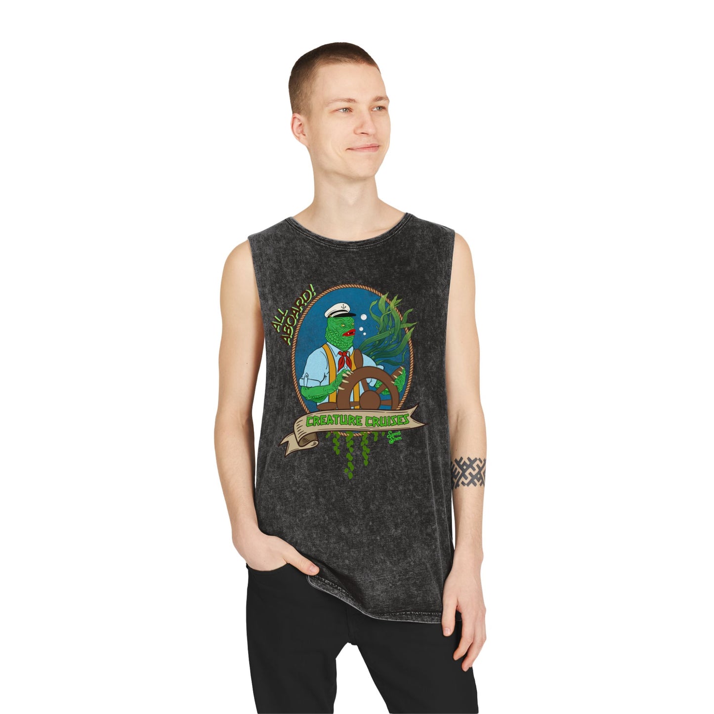 All Aboard Creature Cruises - Unisex Stonewash Tank Top
