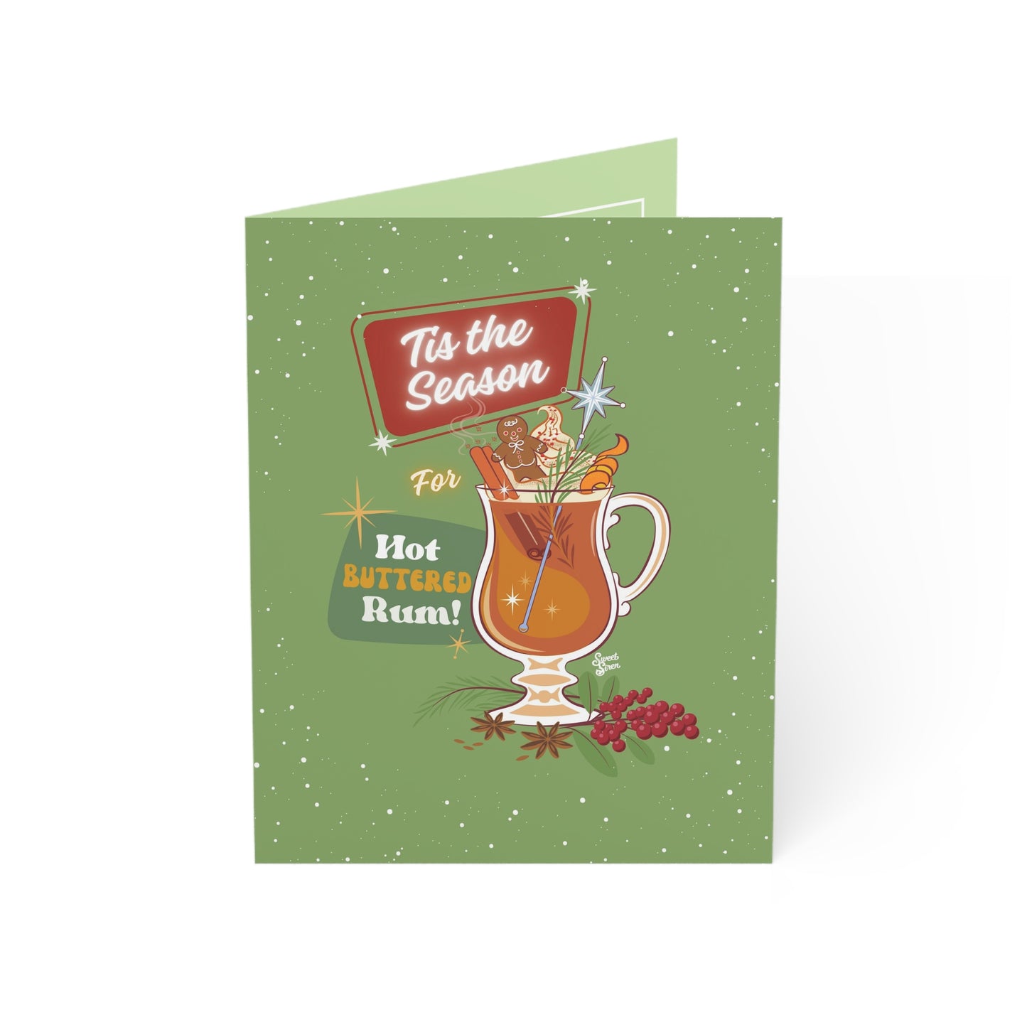 Hot Buttered Rum Season - Greeting Cards (1, 10, 30, and 50pcs) - Light Olive Green