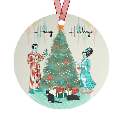 Retro Monsters Holiday - Metal Ornament