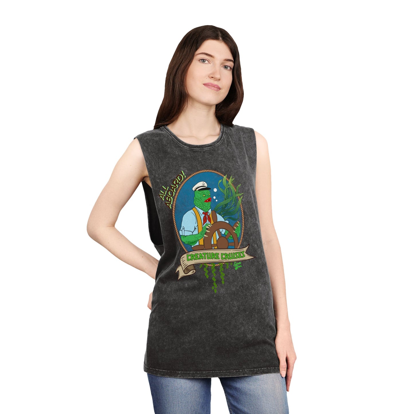 All Aboard Creature Cruises - Unisex Stonewash Tank Top