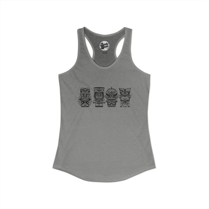 Tiki Monsters  - Front Back -  Women's Racerback Tank