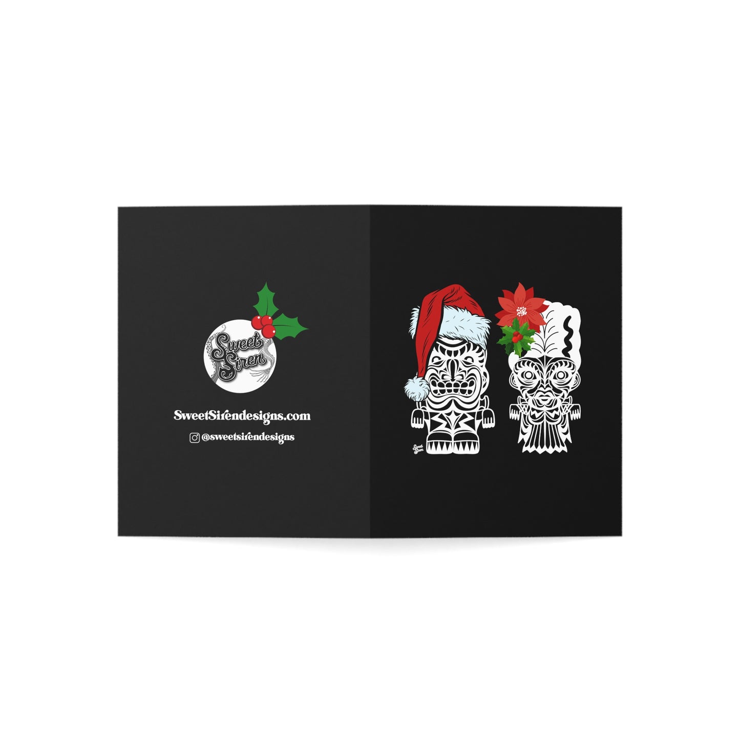 Holiday Franky & Bride Tiki Monsters -  Greeting Cards (1, 10, 30, and 50pcs) - GOTH VERSION INSIDE