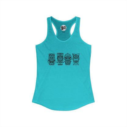 Tiki Monsters  - Front Back -  Women's Racerback Tank
