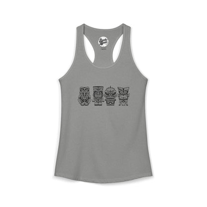 Tiki Monsters  - Front Back -  Women's Racerback Tank