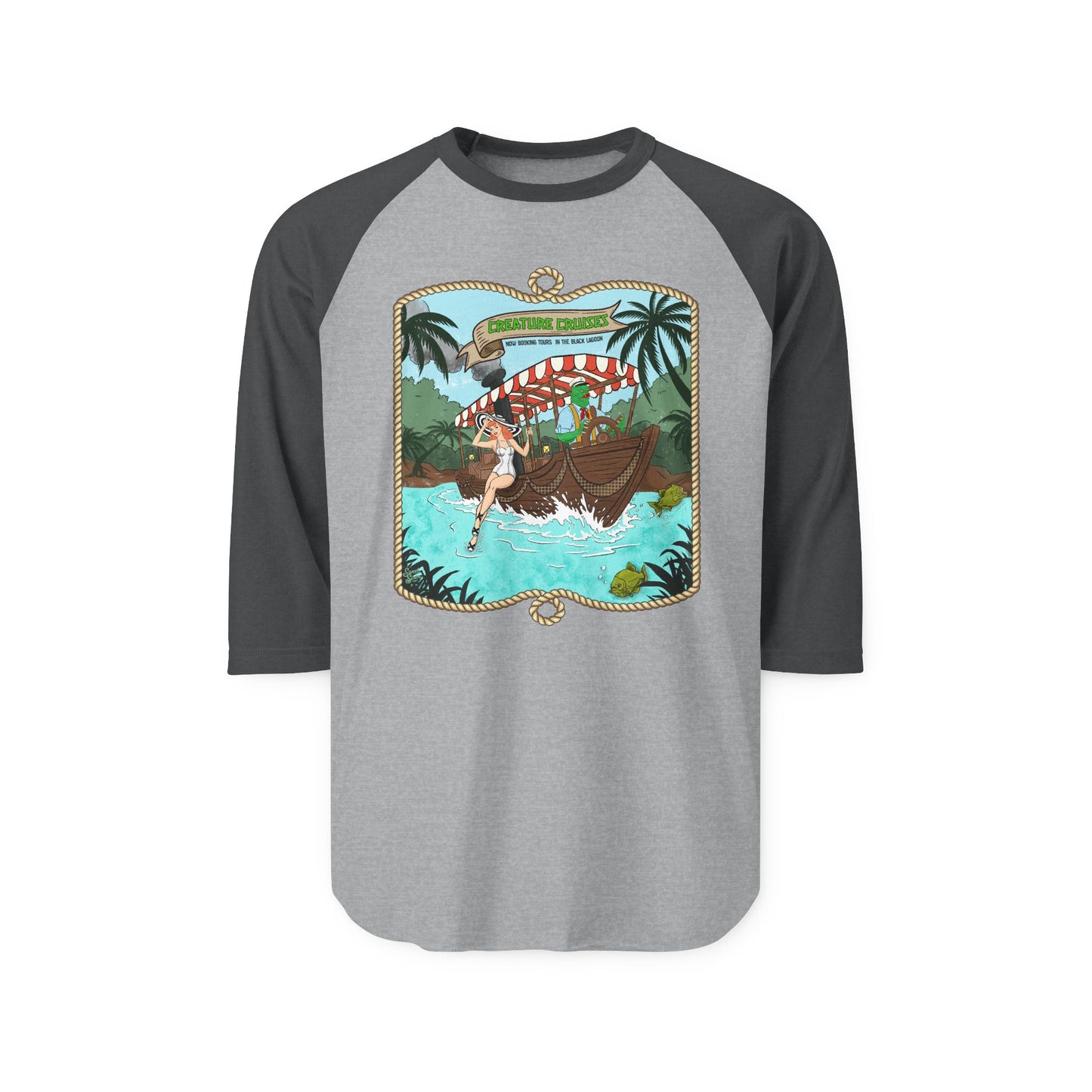Creature Cruises - Unisex Three-Quarter Sleeve Raglan Shirt