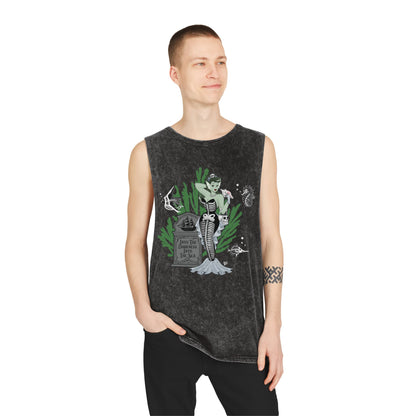 Skeleton Mermaid - Unisex Stonewash Tank Top