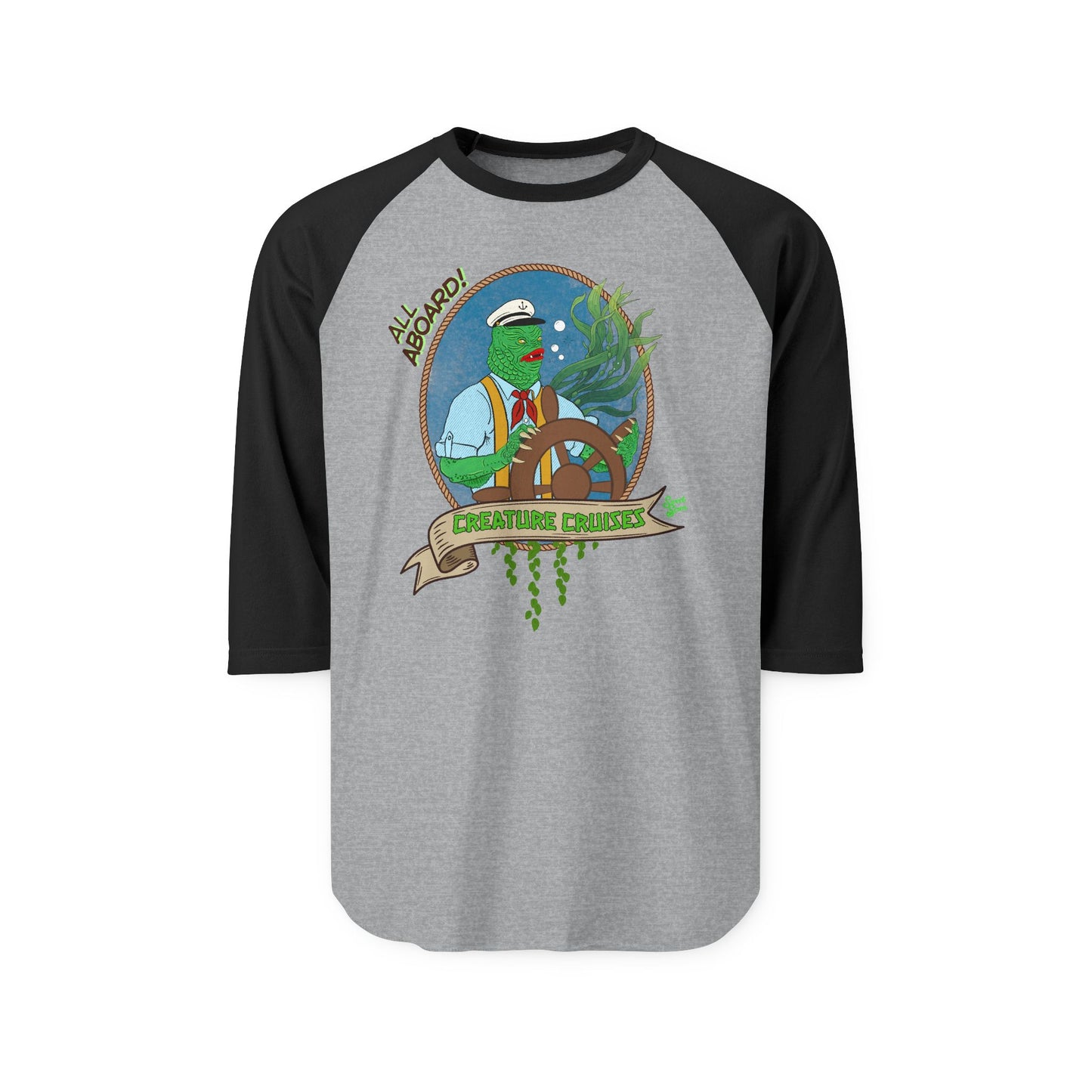 All Aboard! Creature Cruises - Unisex Three - Quarter Sleeve Raglan Shirt