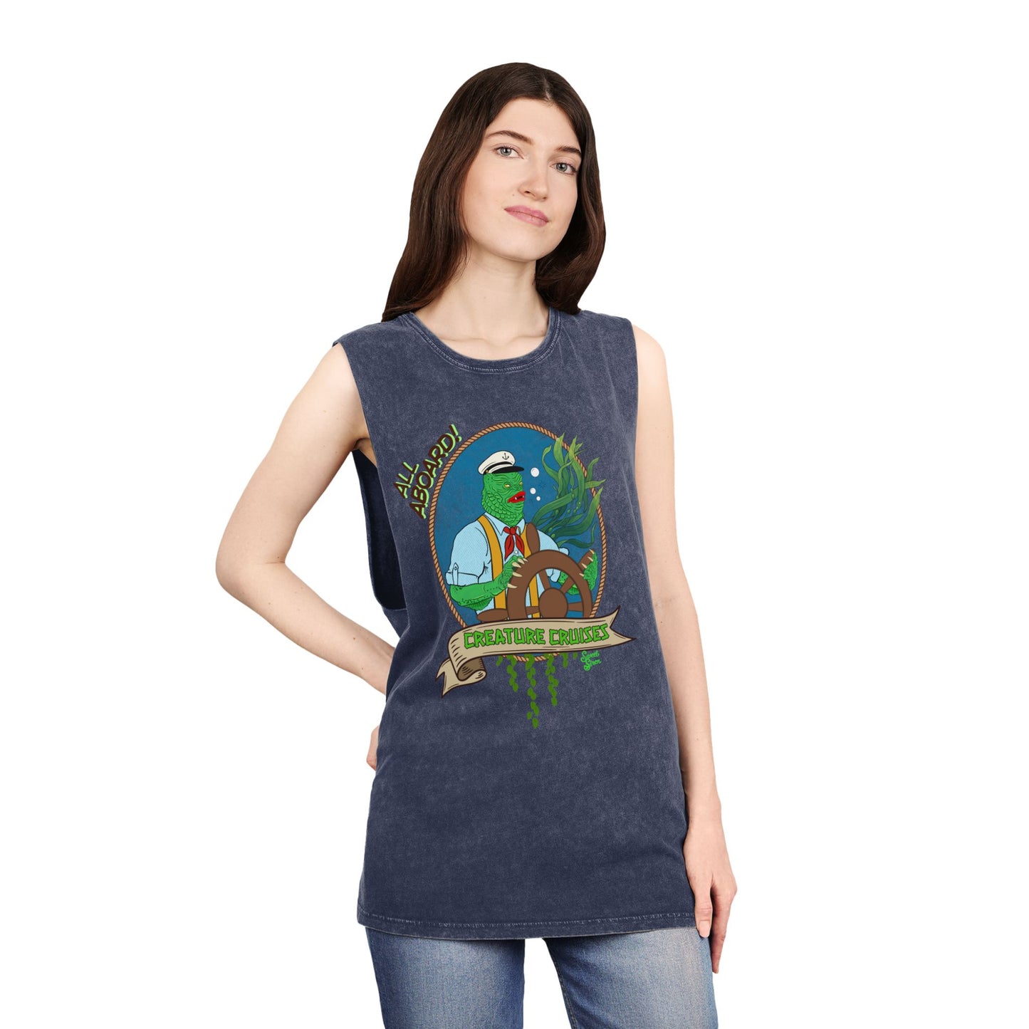 All Aboard Creature Cruises - Unisex Stonewash Tank Top