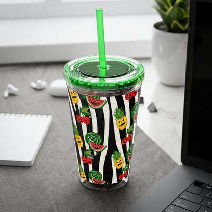 SummerWeen Stripe - Sunsplash Tumbler with Straw, 16oz