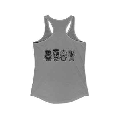 Tiki Monsters  - Front Back -  Women's Racerback Tank