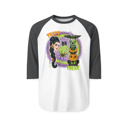 Retro Trick or Treat - Unisex Three-Quarter Sleeve Raglan Shirt
