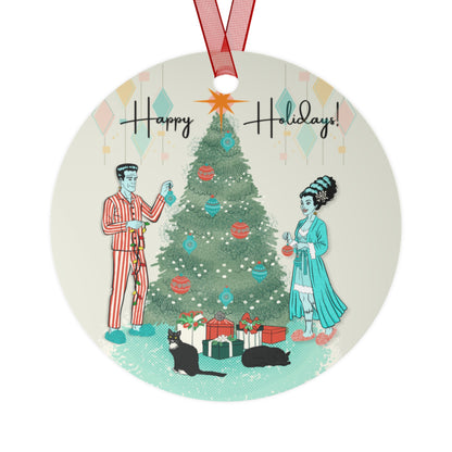 Retro Monsters Holiday - Metal Ornament