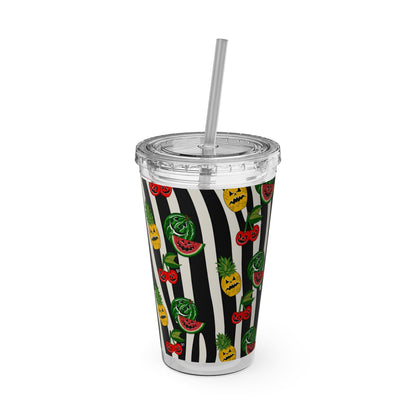 SummerWeen Stripe - Sunsplash Tumbler with Straw, 16oz