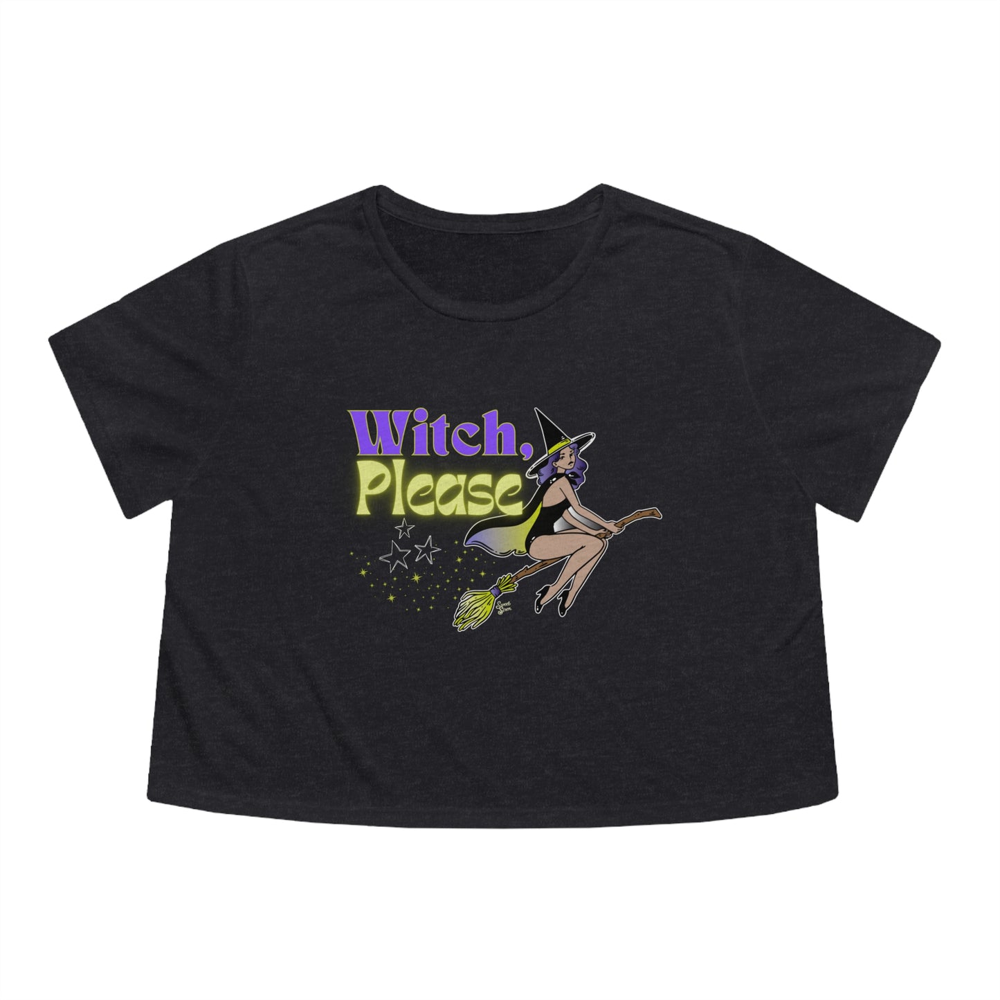 Witch, Please Broomstick - Women's Flowy Cropped Tee