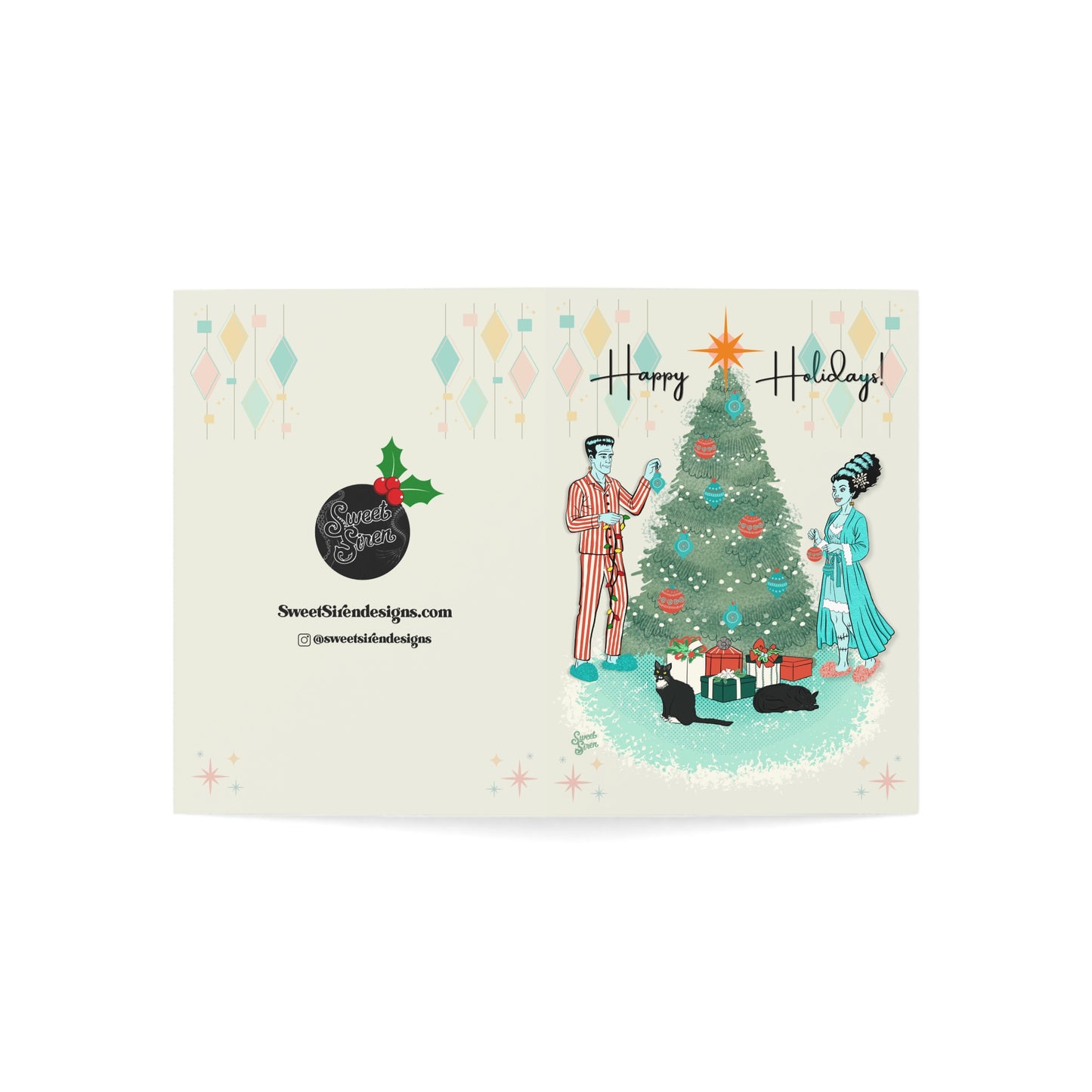 Retro Monsters Holiday  - Greeting Cards