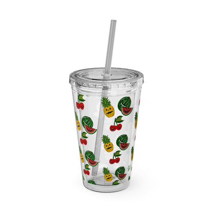 SummerWeen All Over Print Clear - Sunsplash Tumbler with Straw, 16oz