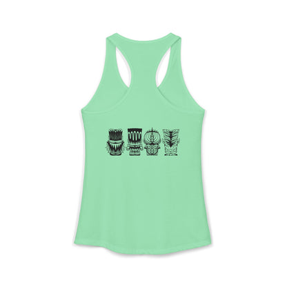 Tiki Monsters  - Front Back -  Women's Racerback Tank