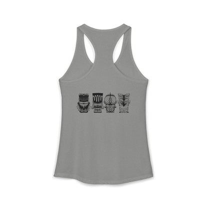Tiki Monsters  - Front Back -  Women's Racerback Tank