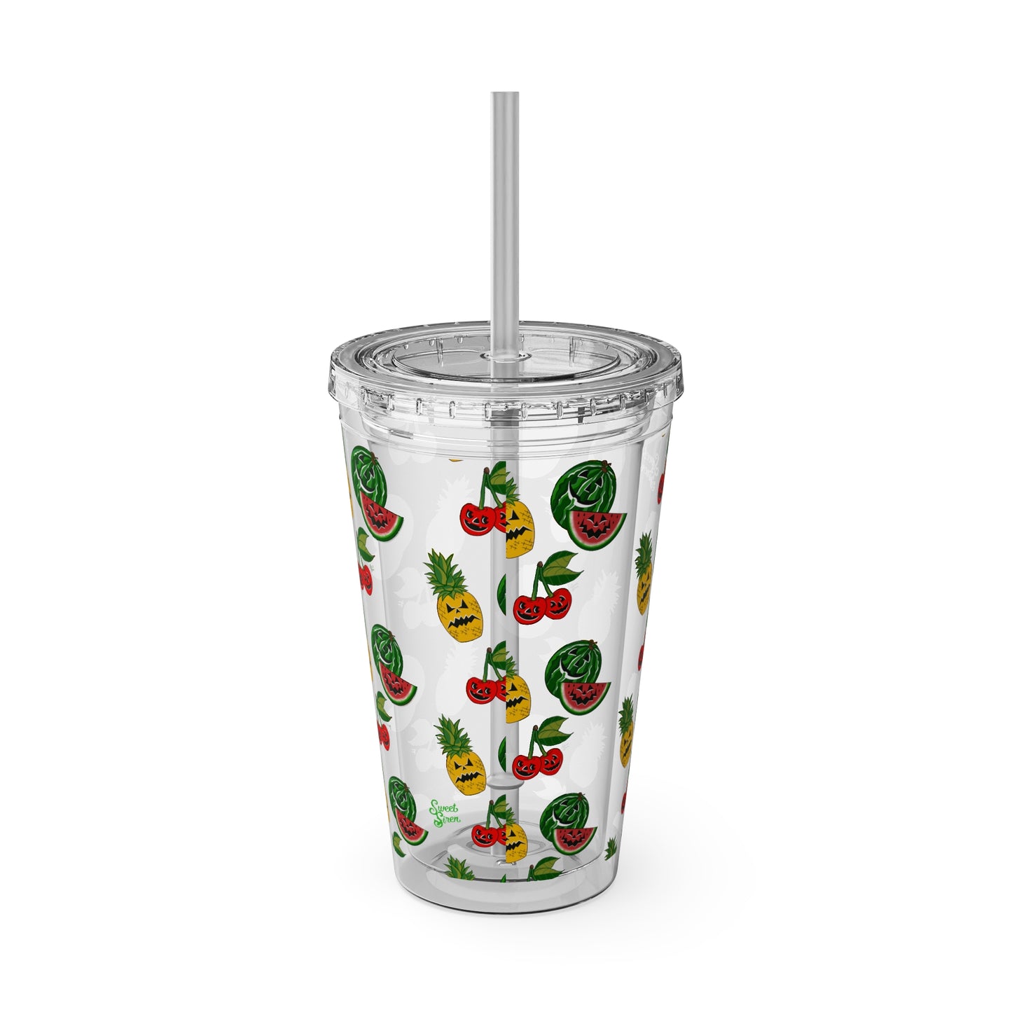 SummerWeen All Over Print Clear - Sunsplash Tumbler with Straw, 16oz