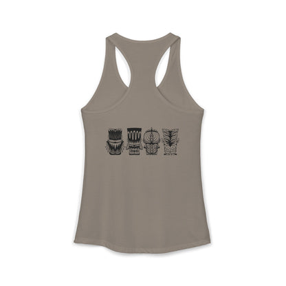 Tiki Monsters  - Front Back -  Women's Racerback Tank